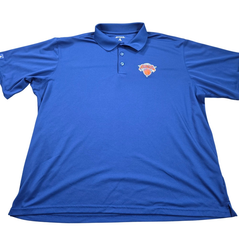 New York Knicks Polo Shirt Mens XXL Blue Short Sleeve NBA Basketball Antigua